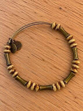 ALEX AND ANI Vintage 66 Moroccan Refuge Ivory Beads & Bamboo Expandable Bangle